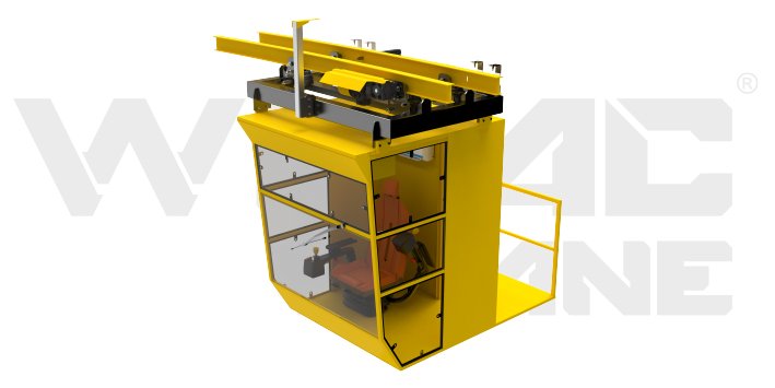 Wimac operator cabin with panoramic safety glass for all-round crane visibility