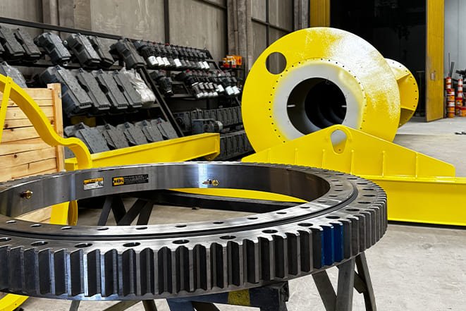 Wimac jib crane with a heavy duty steel pillar and precision slewing bearing