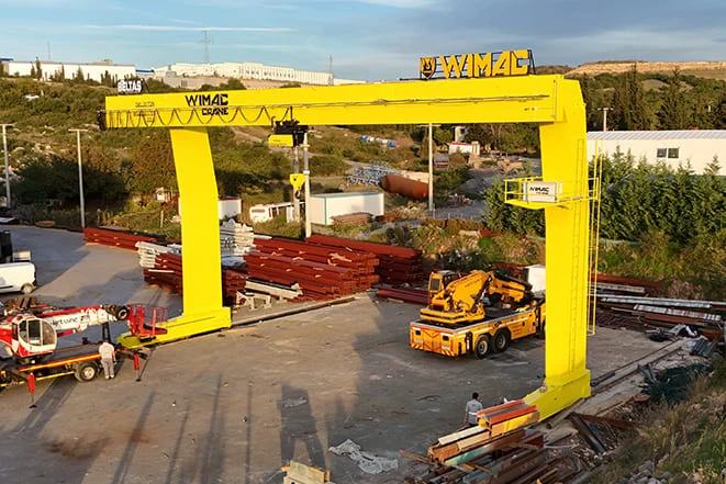 L-type gantry crane model with wire rope hoist, supplied in Egypt by Wimac