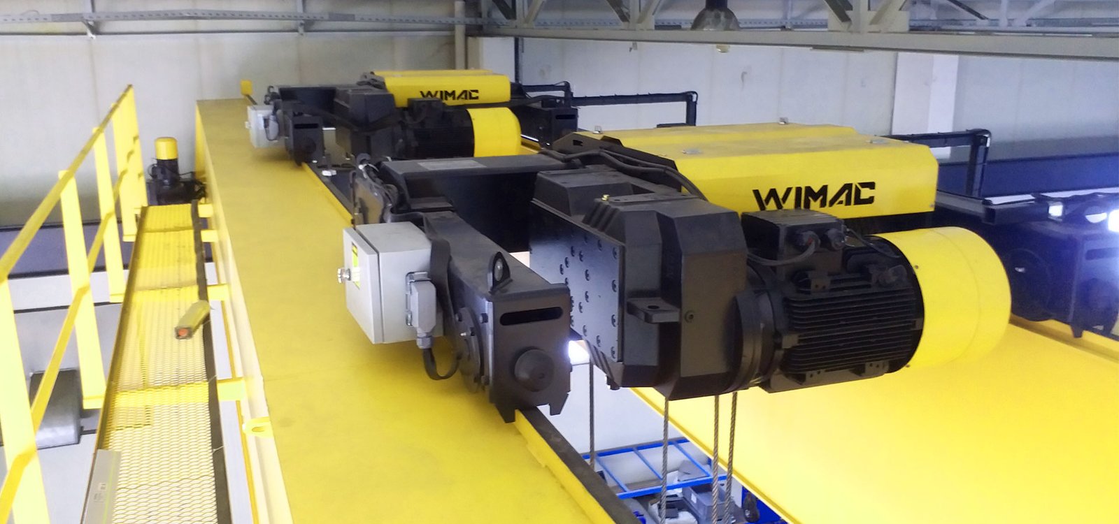 Wimac low ceiling crane system supplied in Egypt, monorail hoist positioned just below the roof beams