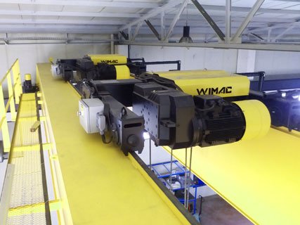 Wimac factory production floor in Turkey with low ceiling crane systems