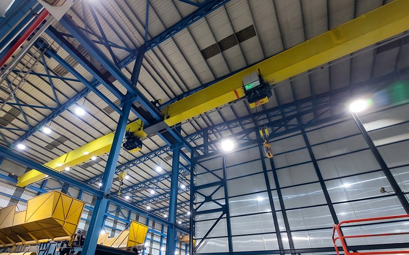 Wimac EOT crane supplied in Egypt, a single girder bridge crane on its runway beams